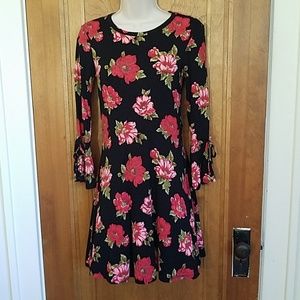 Forever 21 black & pink flowered dress, M